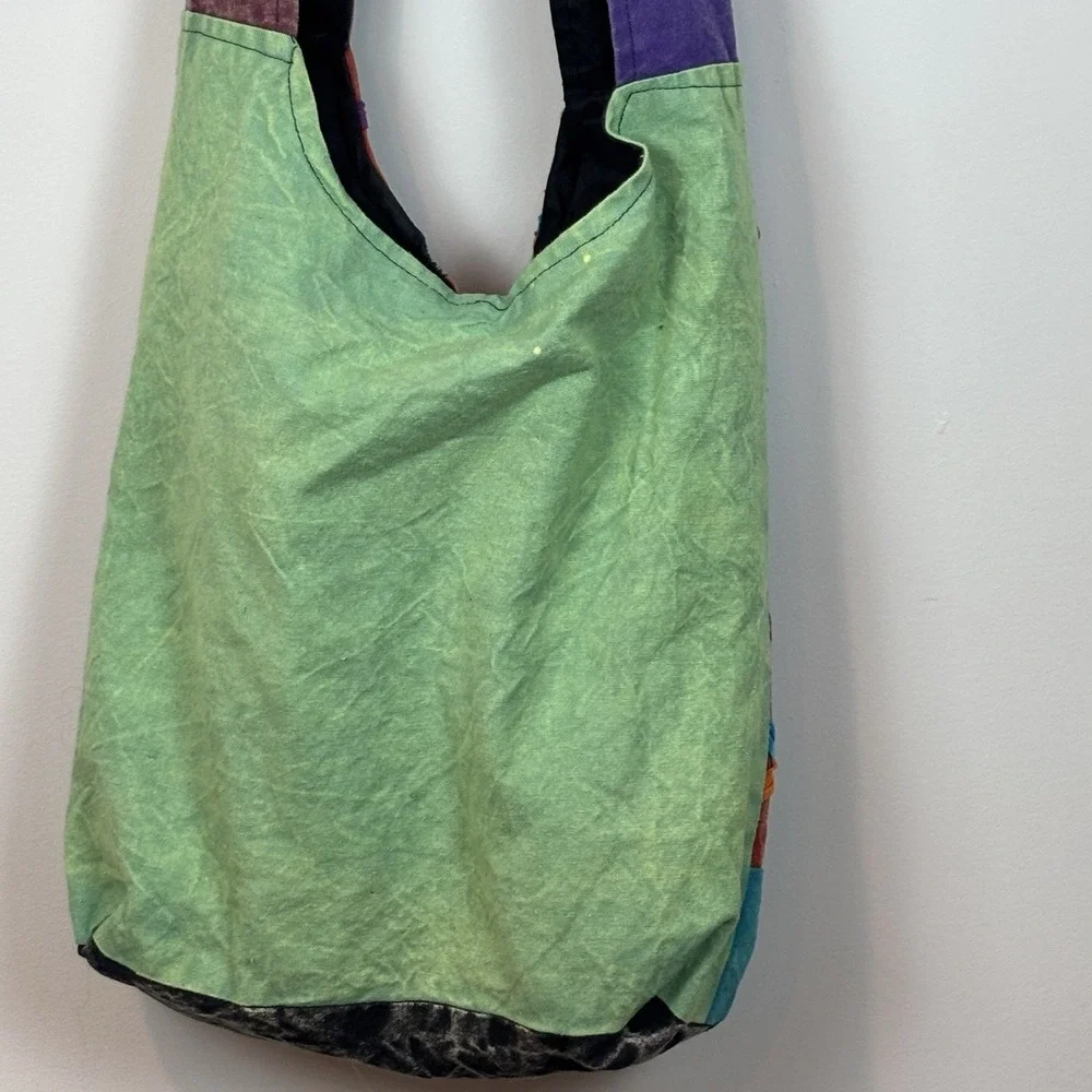 Aller Simplement boho Hippie Patchwork Hobo Bag Colorful Peace Fun Unique Cotton